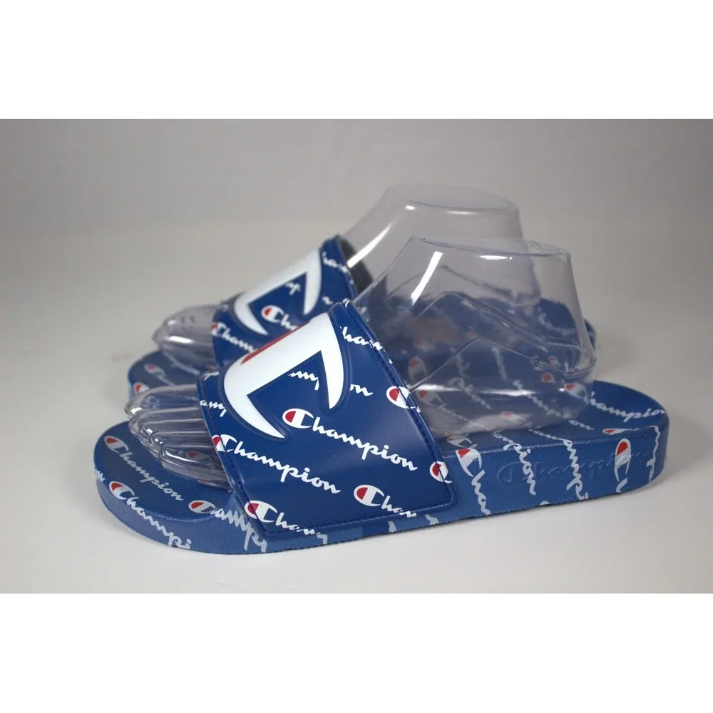 Champion IPO Repeat Mens US 8 M Slide Sandals Royal Blue White Slip On Casual